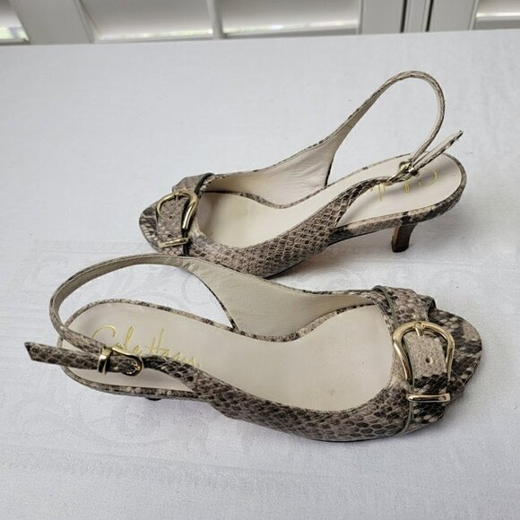 Cole Haan Nike Air Open Toe Animal Print Buckle Detail Slingback Pumps 8.5 Chic - Picture 2 of 10